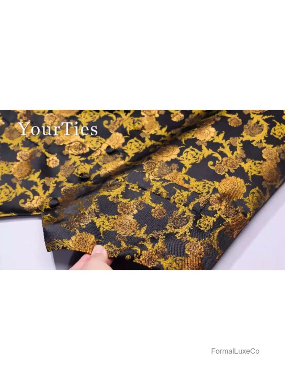 Men's Silk Paisley Vest 4PC Set with Tie Pocket Square Cufflinks Formal